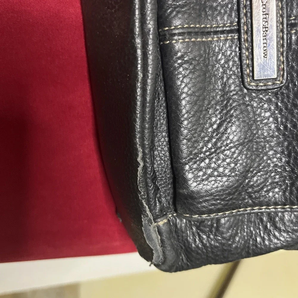 Croft & Barrow Black Pebbled Leather Multi-Pocket Crossbody Shoulder Bag